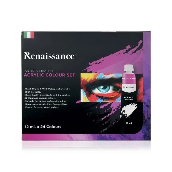Bộ 24 màu vẽ acrylic renaissance 12 ml