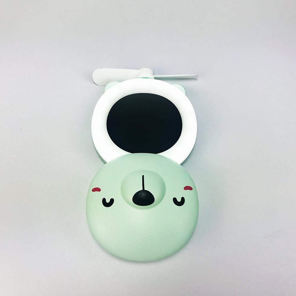 Quạt Mini Kèm Gương Và Đèn Led Hình Dễ Thương ( Giao ngẫu nhiên )