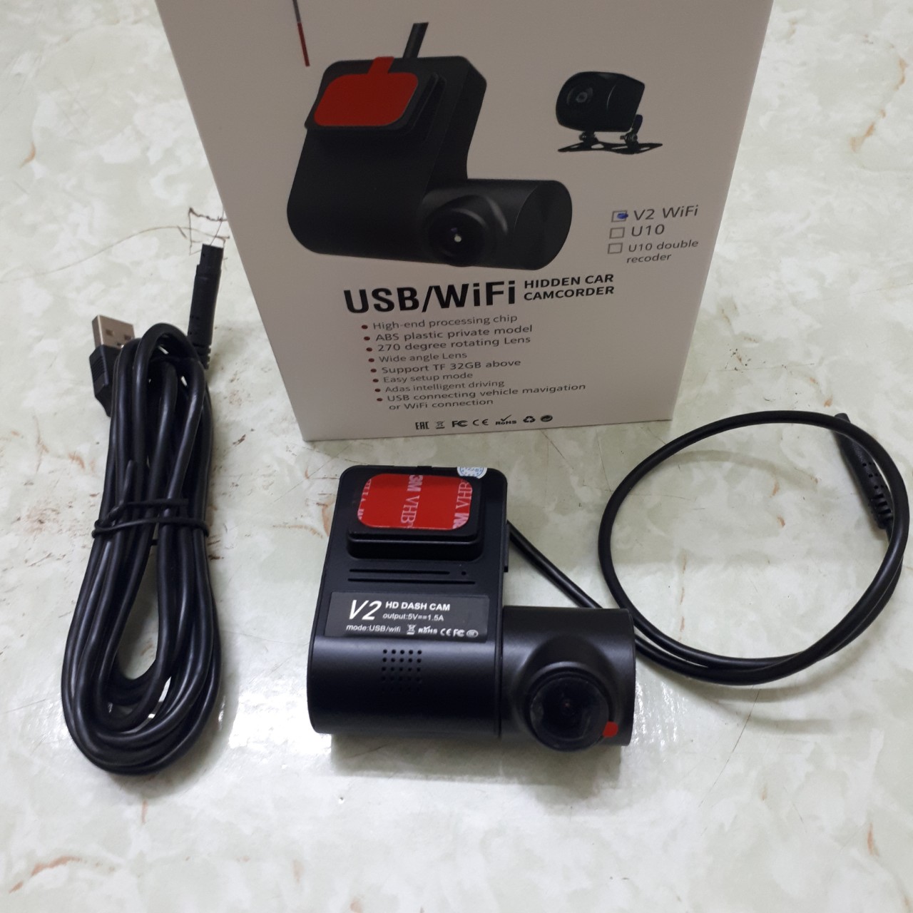 Bộ Camera Hành Trình Ô Tô Xe Hơi V2 (Kèm Thẻ Nhớ) Kết Nối Wifi, Xem Được Trên Điên Thoại, Độ Phân Giải Cao, Có Cảnh Báo An Toàn Giao Thông