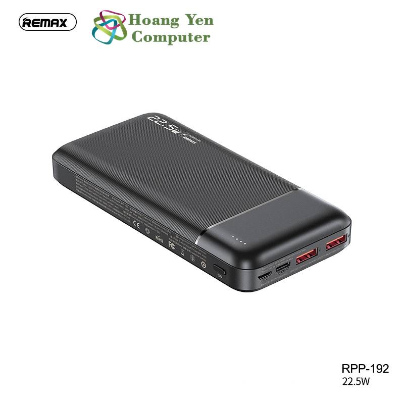 [HCM]Sạc Dự Phòng Remax RPP-192 20000Mah (Sạc Nhanh QC3.0 18W 22.5W PD 18W VOOC 2.0) - BH 1 Năm - Hoàng Yến Computer