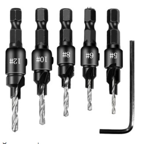 Bộ 5 mũi khoan âm vít gỗ chuôi lục giác Yushan - Mũi khoan 2 tầng - Mũi khoan doa lỗ