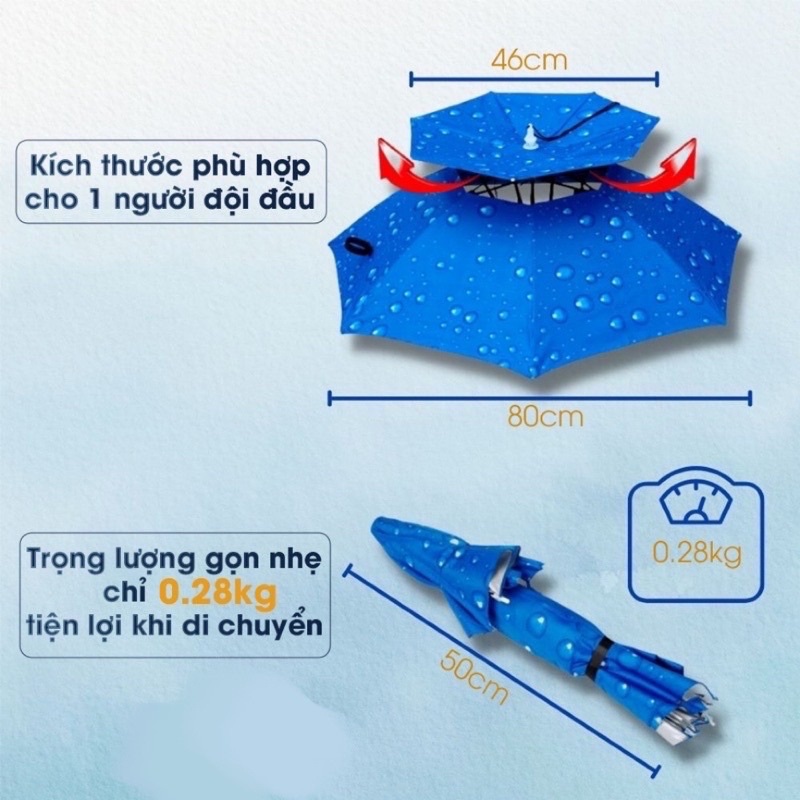 Dù đội cầu câu cá 2 tầng che nắng, mưa