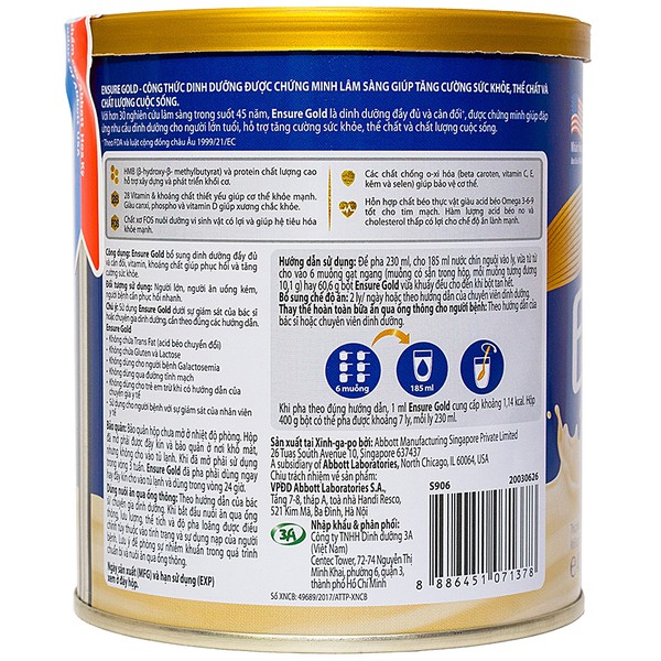Sữa bột Ensure Gold Abbott (HMB) 400g