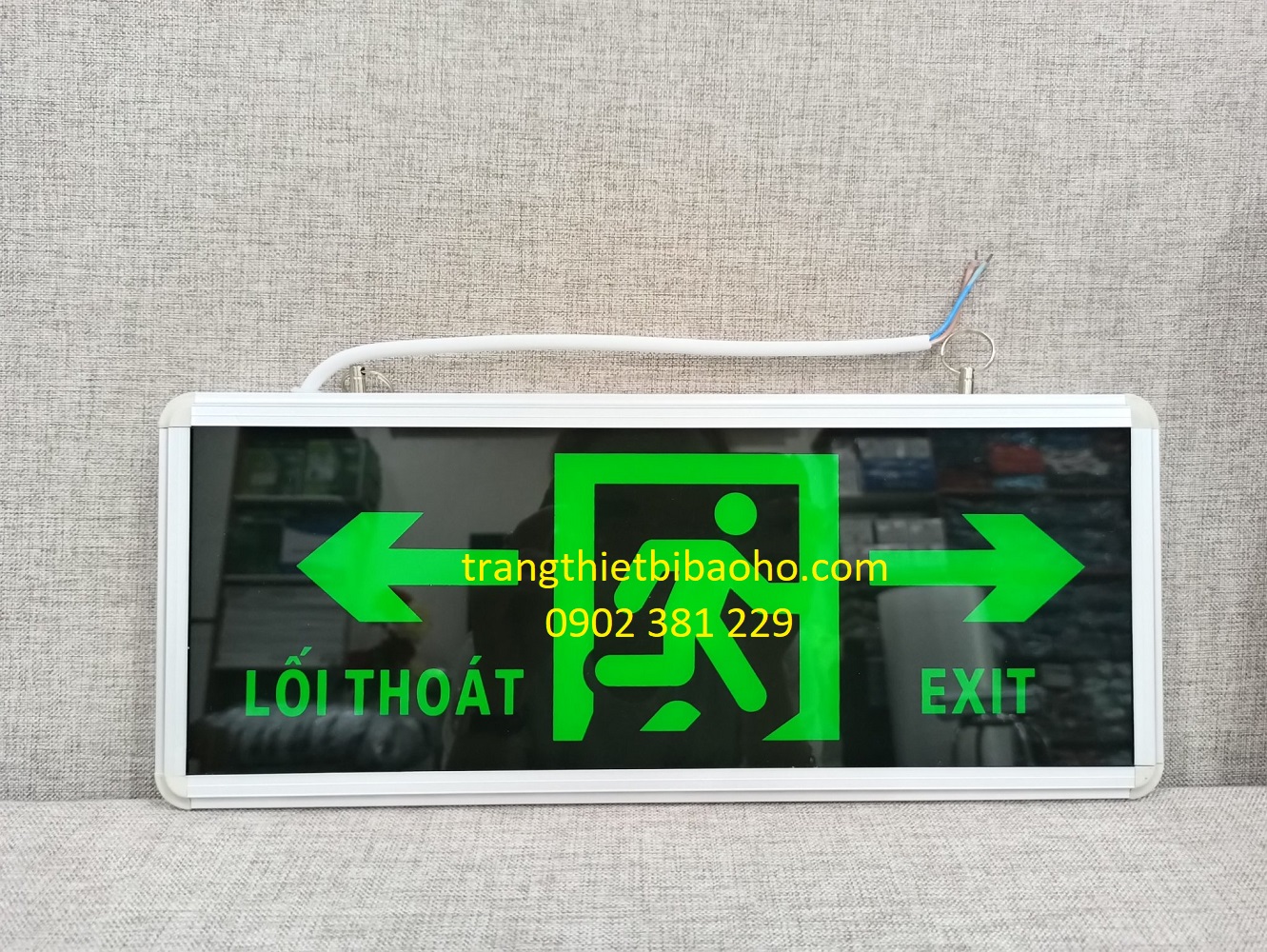 Bảng đèn chỉ dẫn exit dùng điện thoát hiểm 2 mặt