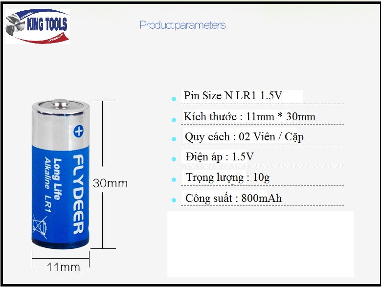 02 viên pin size N LR1 1.5V / Pin LR1
