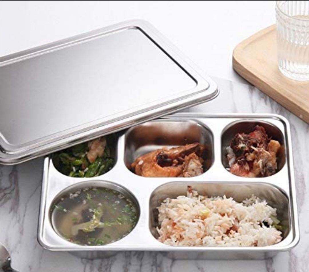Khay cơm inox 5 ngăn 28cm