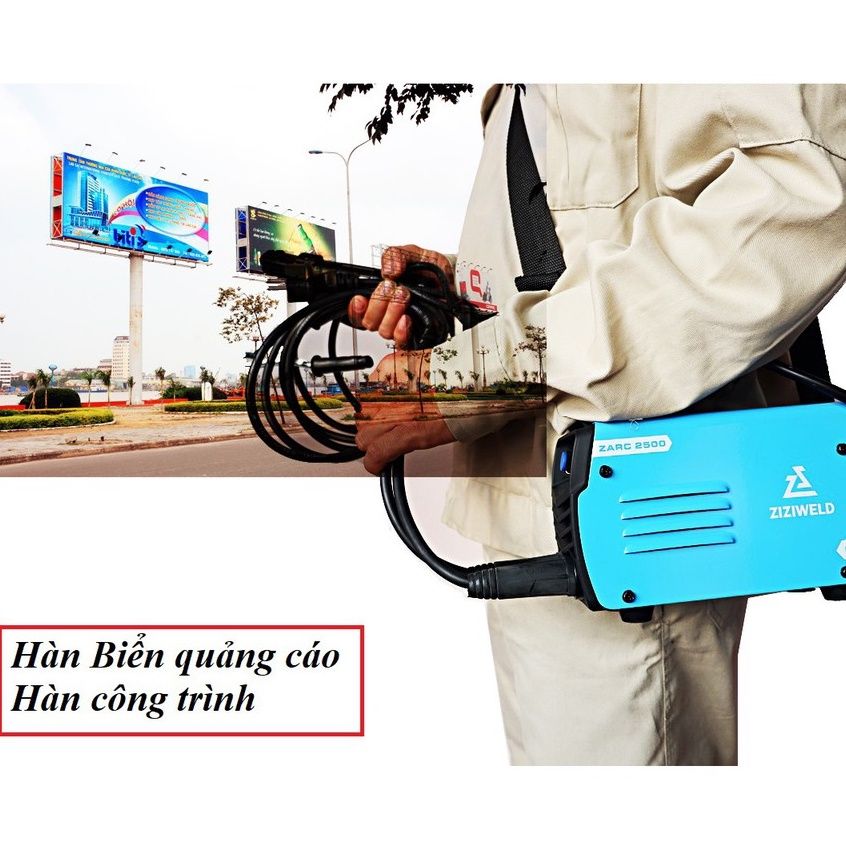 Máy hàn điện tử Weldcom ZARC2500, máy hàn que 2.5 liên tục, nhỏ gọn hợp nhu cầu gia đình, hoặc hàn công trình biển quảng cáo, hàn trên cao