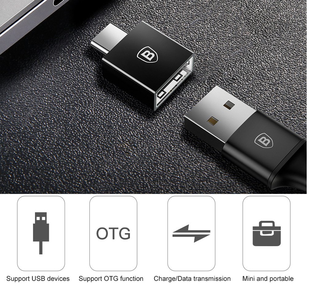 Đầu chuyển Mini Type-C sang USB chính hãng Baseus