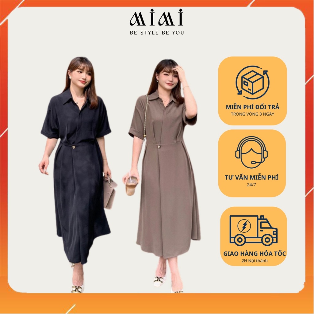 Đầm Big Size (50KG-95KG) Dáng Dài Cúc Eo Form Xòe