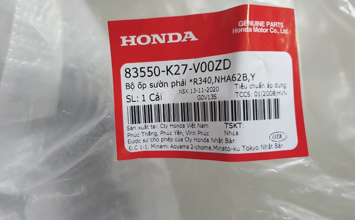 [HCM]CẶP ỐP SƯỜN TRÁI - PHẢI HONDA AIR BLADE 2013