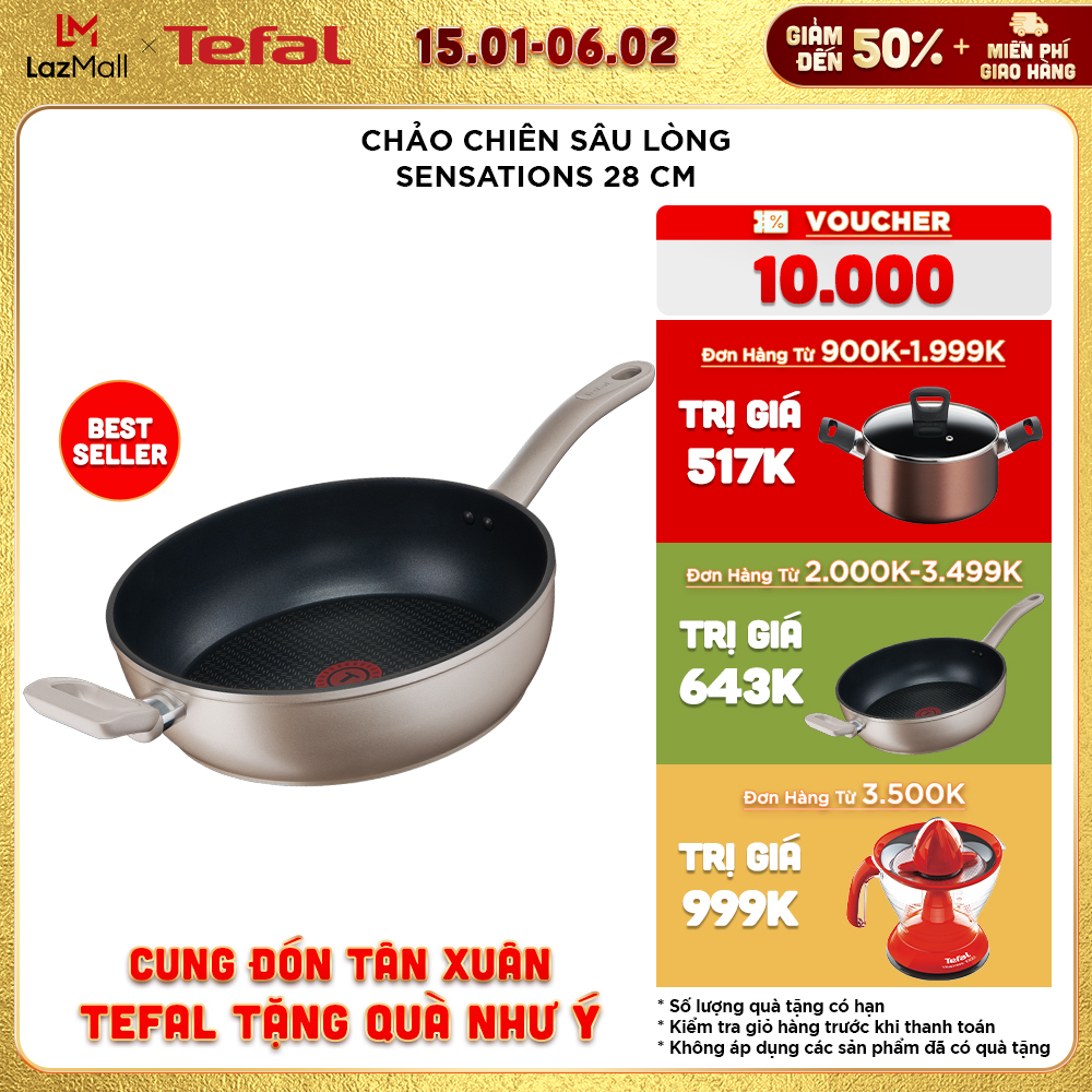 Chảo chiên chống dính đáy từ sâu lòng Tefal Sensations H9109014 28cm – Hàng chính hãng