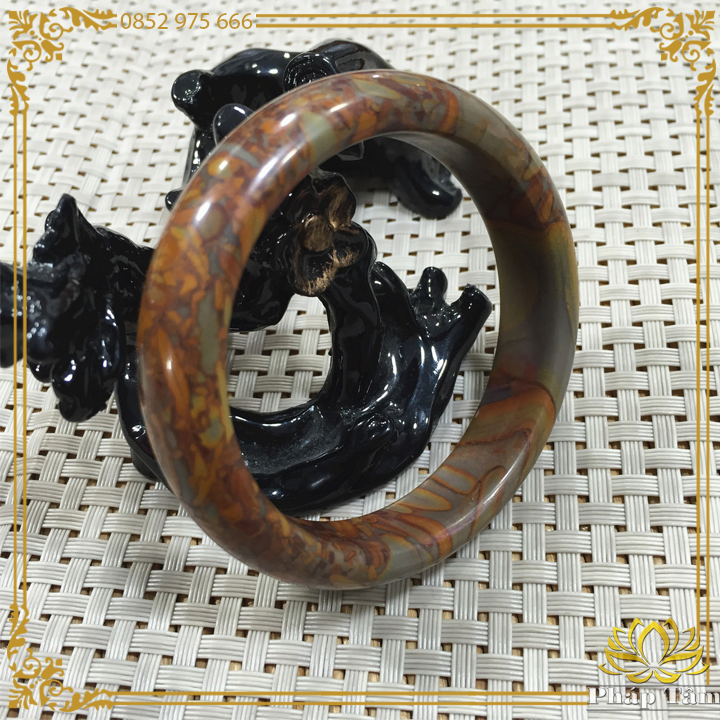 Vòng Tay Tròn Trơn Đá Ngọc Nữ Oa Vân Nâu Đỏ Tự Nhiên - Pháp Tâm _Tâm Phong Thủy