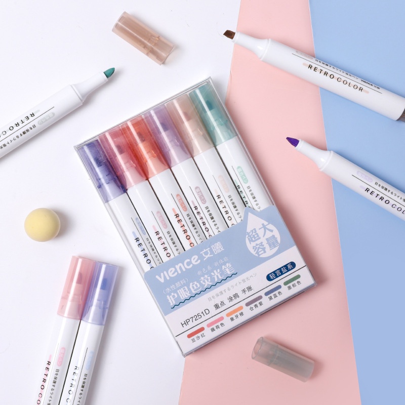 Bộ 6 bút highlight màu pastel Vience | BDQ001