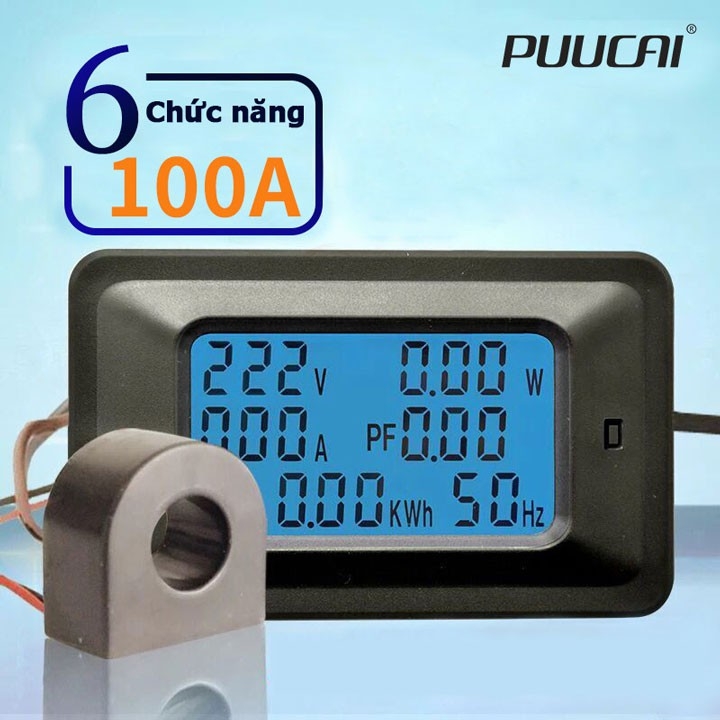 Thiết bị đo công suất 100A công tơ điện tửđồng hồ điện tử công tơ điện tử 1 pha 6 thông số công suất 100A