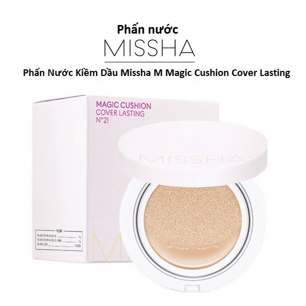 Phấn nước MISSHA Magic Cushion Cover Lasting SPF50+/PA+++ 15g (Hồng Nhạt)