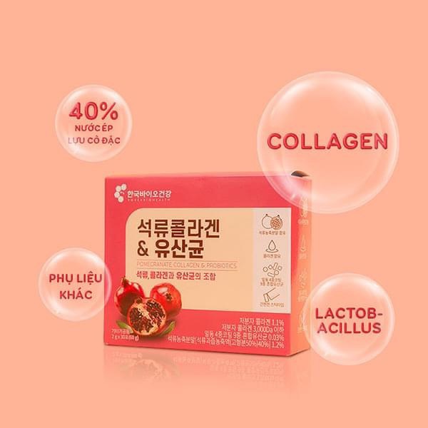 Bột Collagen Uống Lựu Đỏ Bio Cell Hàn Quốc 30 gói *2g