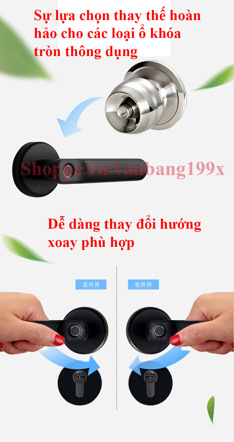 (Phiên bản mới) Khóa cửa vân tay kiểu tròn lắp đặt dễ dàng VB01