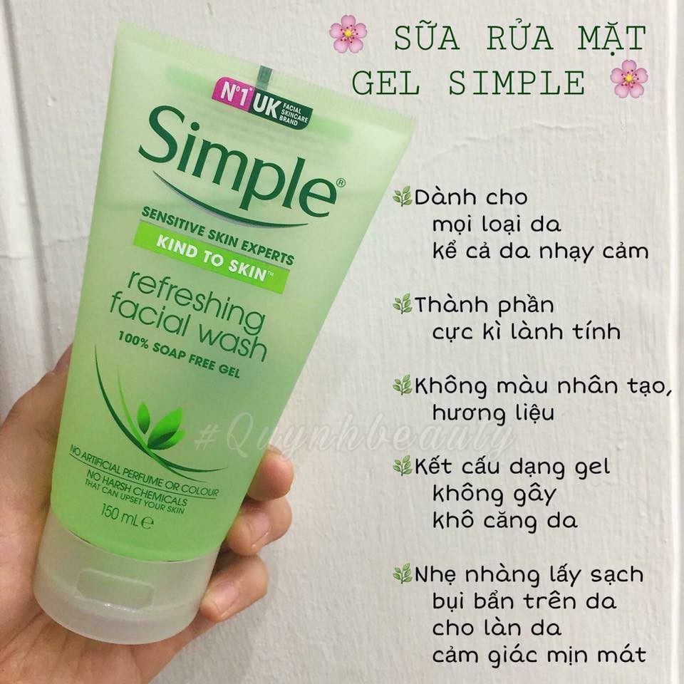 Sửa Rữa Mặt  Simple Kind To Skin 150ml - Mẫu mới