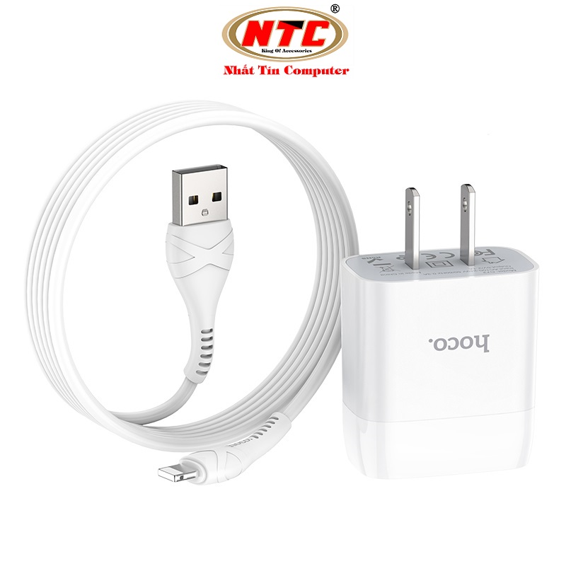 Combo cốc sạc và cáp sạc Hoco C72 cổng Lightning output max 2.1A (Trắng) - Nhat Tin Authorised Store