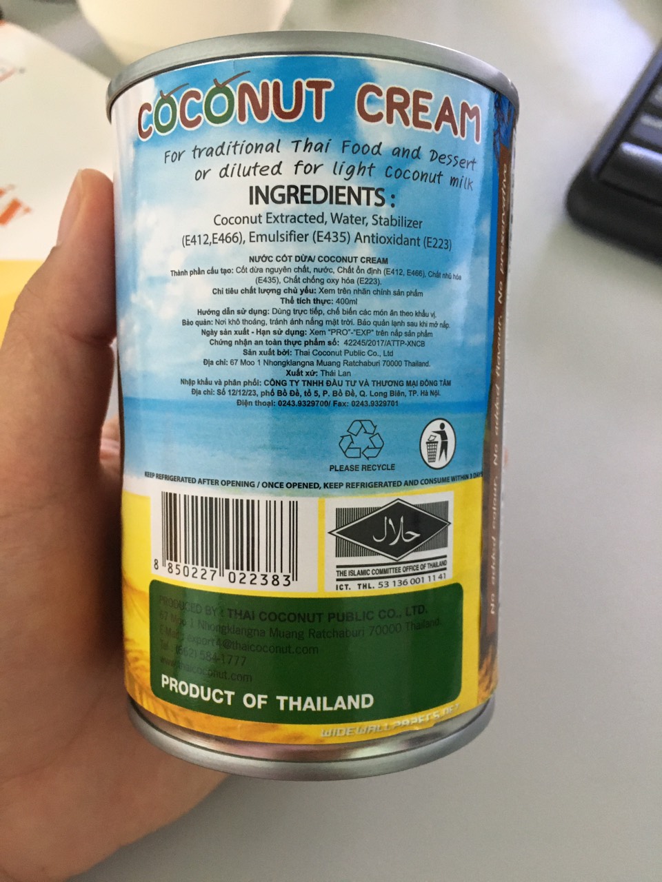 Nước cốt dừa Thai Coco 400ml ( Thai Coco nhập khẩu Thái Lan)