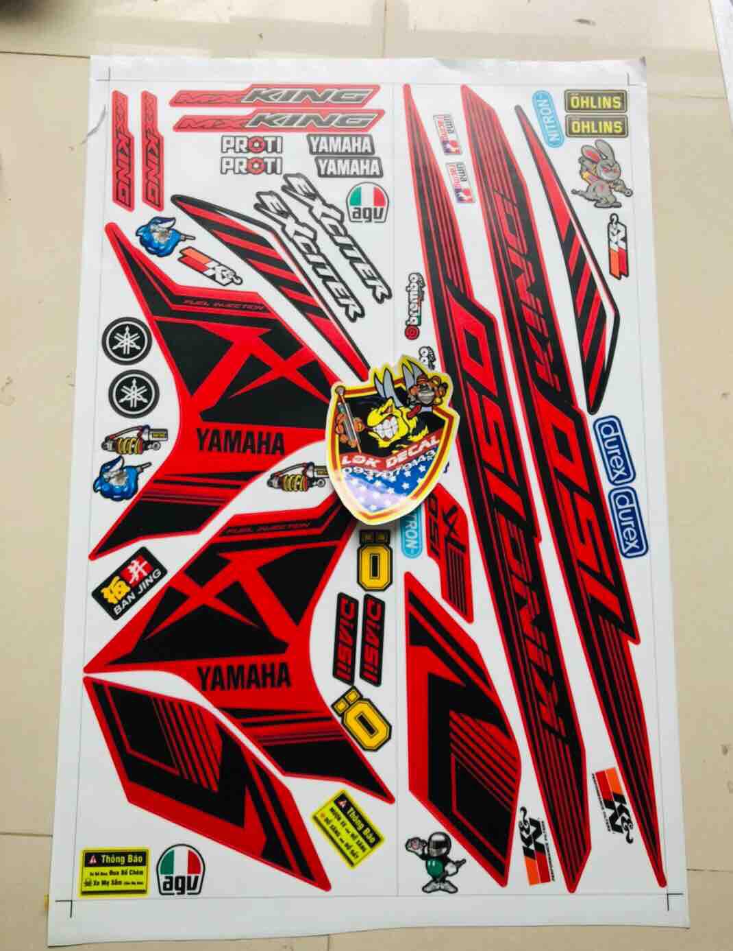 Tem rời ex 150 Mxking dán xe đỏ nhám