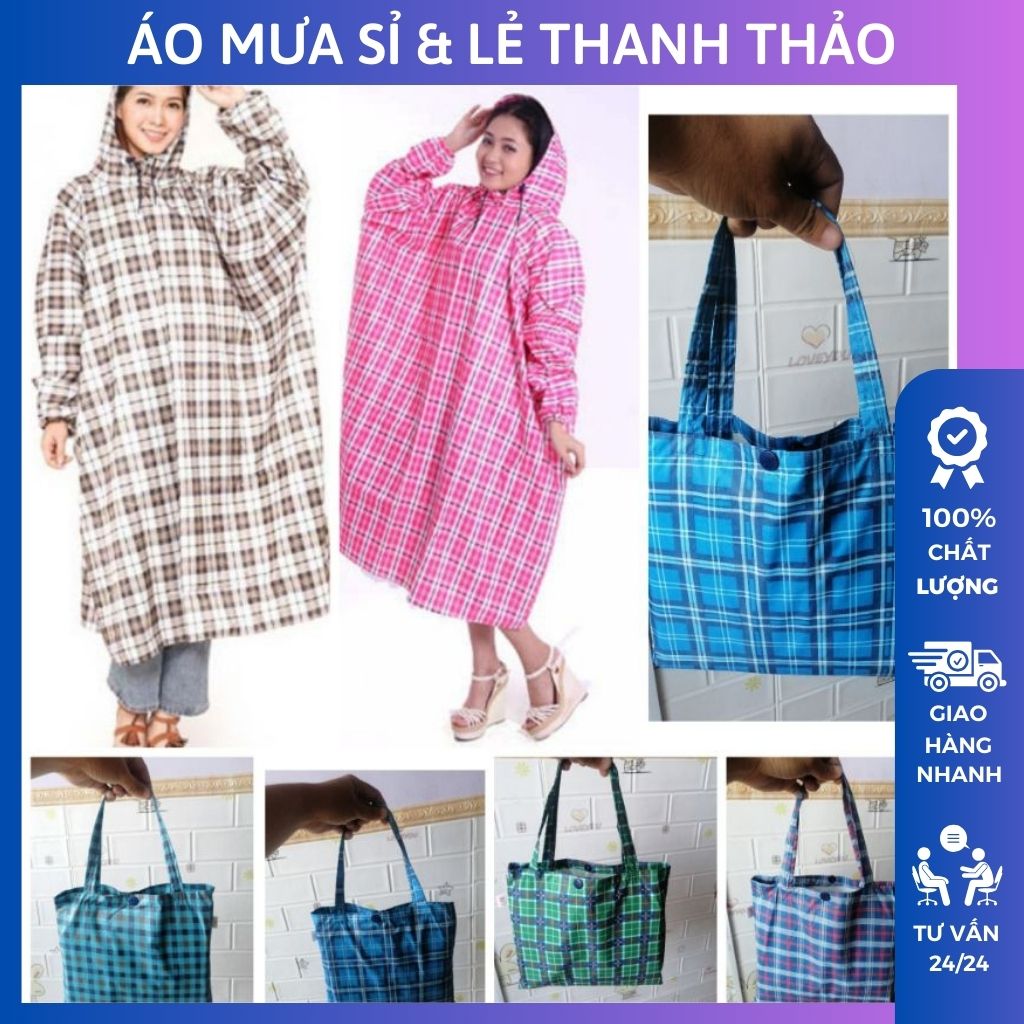 Áo mưa bít kẻ caro áo mưa một người thời trang.áo mưa bít bông áo mưa bít hoa văn.áo mưa bít nữ thời trang chất liệu vải dù chống thấm tốt, nhanh khô, không mùi