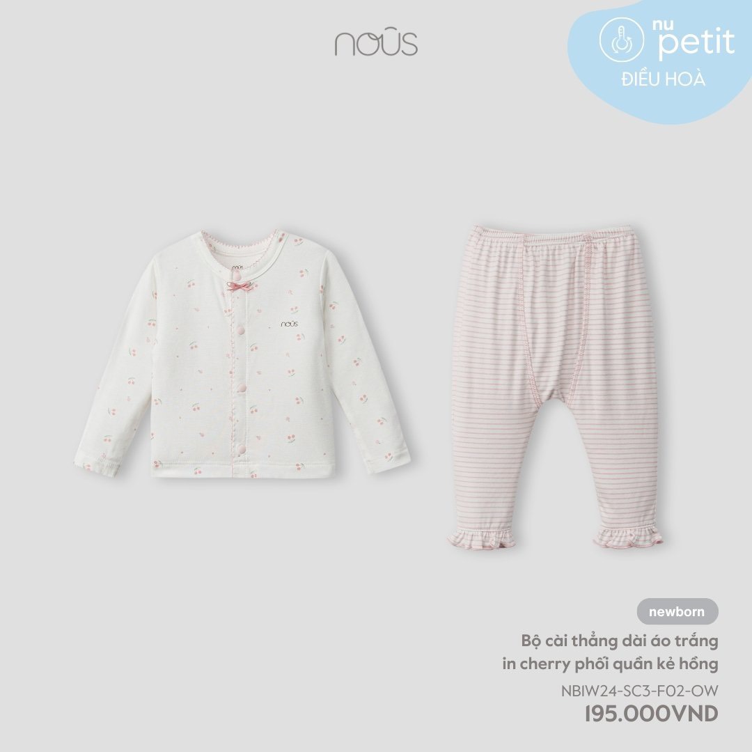 Bộ dài tay cài thẳng sơ sinh vải petit mềm mại W621S1 Nous