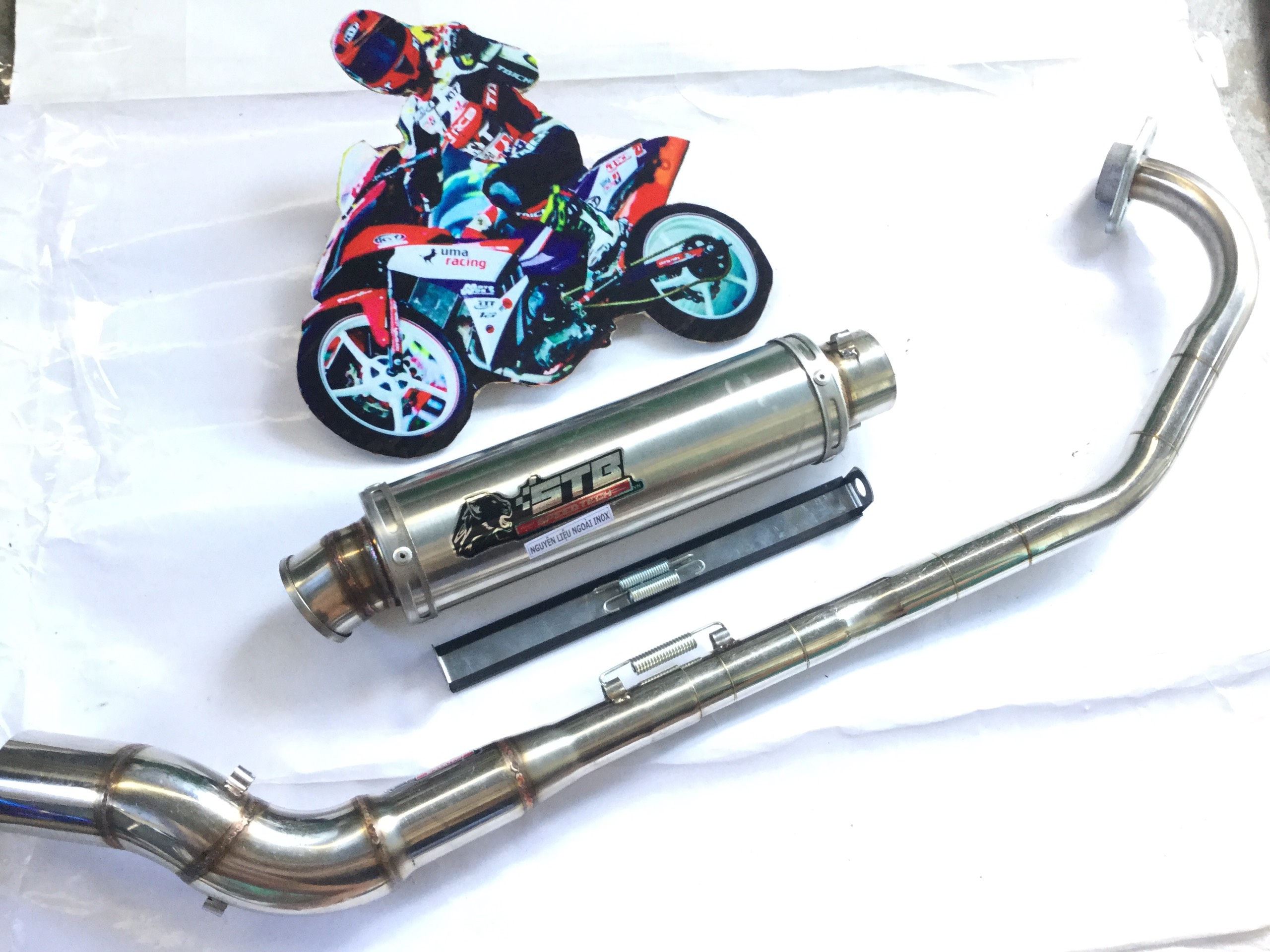 Pô STB inox Cổ Cong - Cả cổ Exciter 150 ..........,