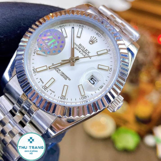 Đồng hồ Nam Rolex đồng hồ cơ Automatic máy nhật mẫu classic mặt TRẮNG SỐ DẠ QUANG dây thép trắng size 39mm-40mm thumbnail