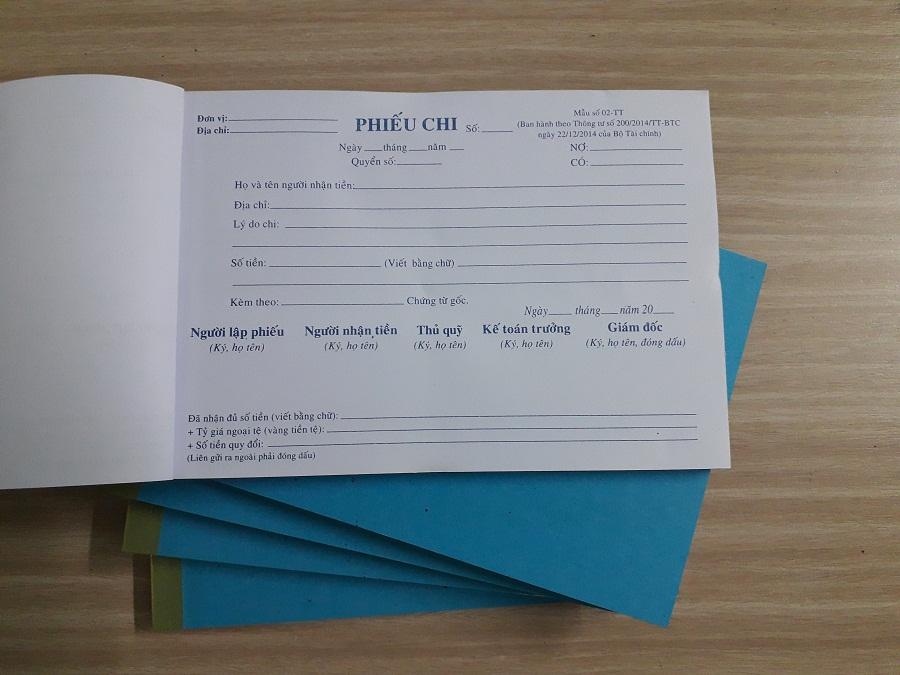 Phiếu chi 1 liên dày ( cuốn / 100 tờ) ( khổ 13 x 19 cm)