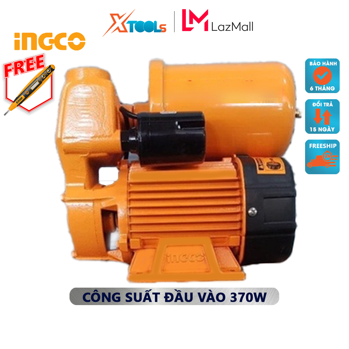 Water pump self-priming ingco VPA3708 water pump voltage: 220-240V ~ 50Hz input power 370W (0,5hp) maximum pumping height 32 M pump water cultivation, breeding, living for household [xsafe] [XTools]