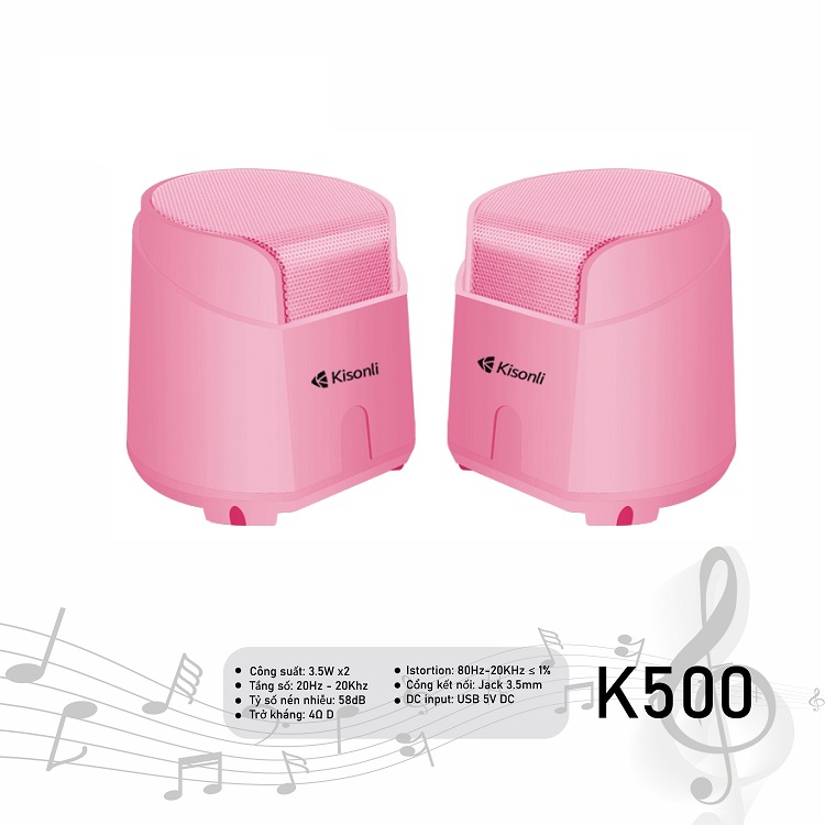 Loa 2.0 Kisonli K500 Pink LED