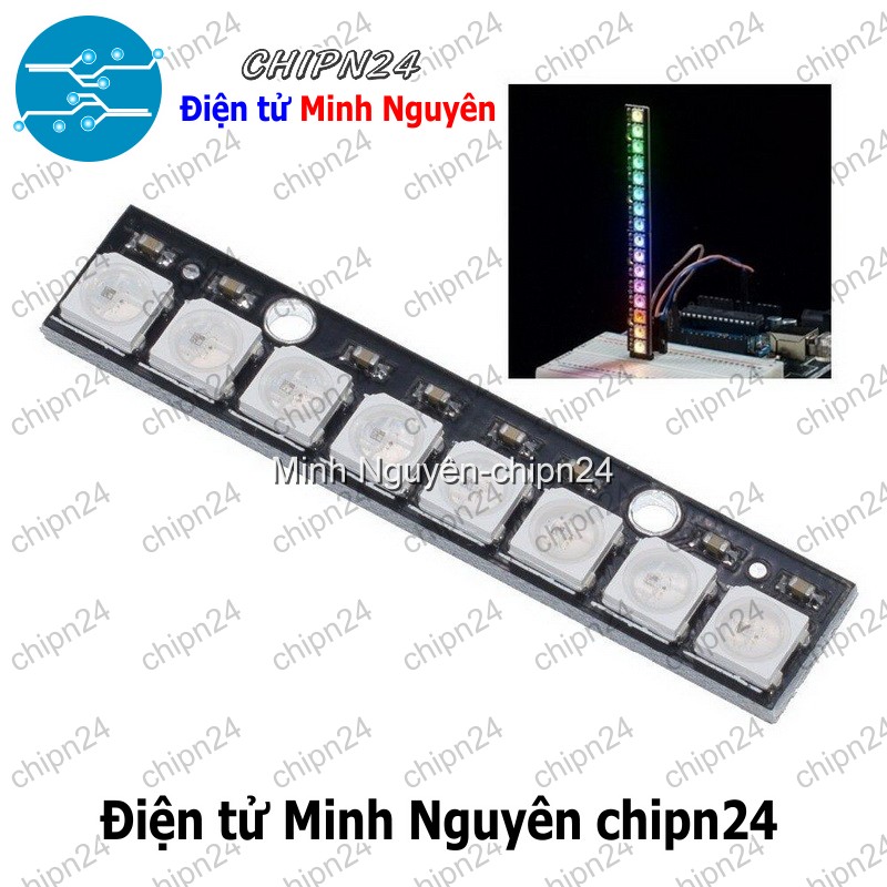 [1 cái] (F27.2) Mạch Led RGB Neopixel WS2812 5050 (8 Led Thẳng) - HH002317