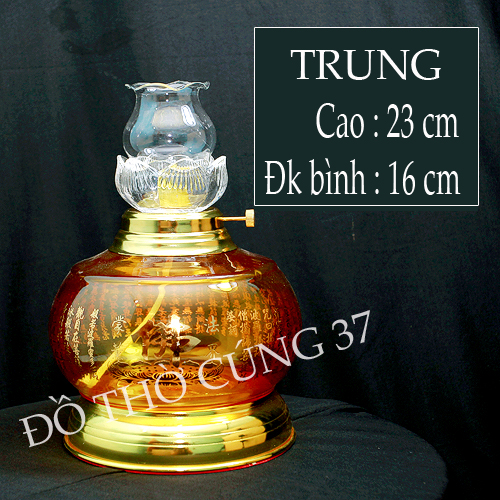 [ 3 SIZE  ] ĐÈN DẦU LƯU LY THỦY TINH 6639 [ KINH CHÚ ĐẠI BI ]