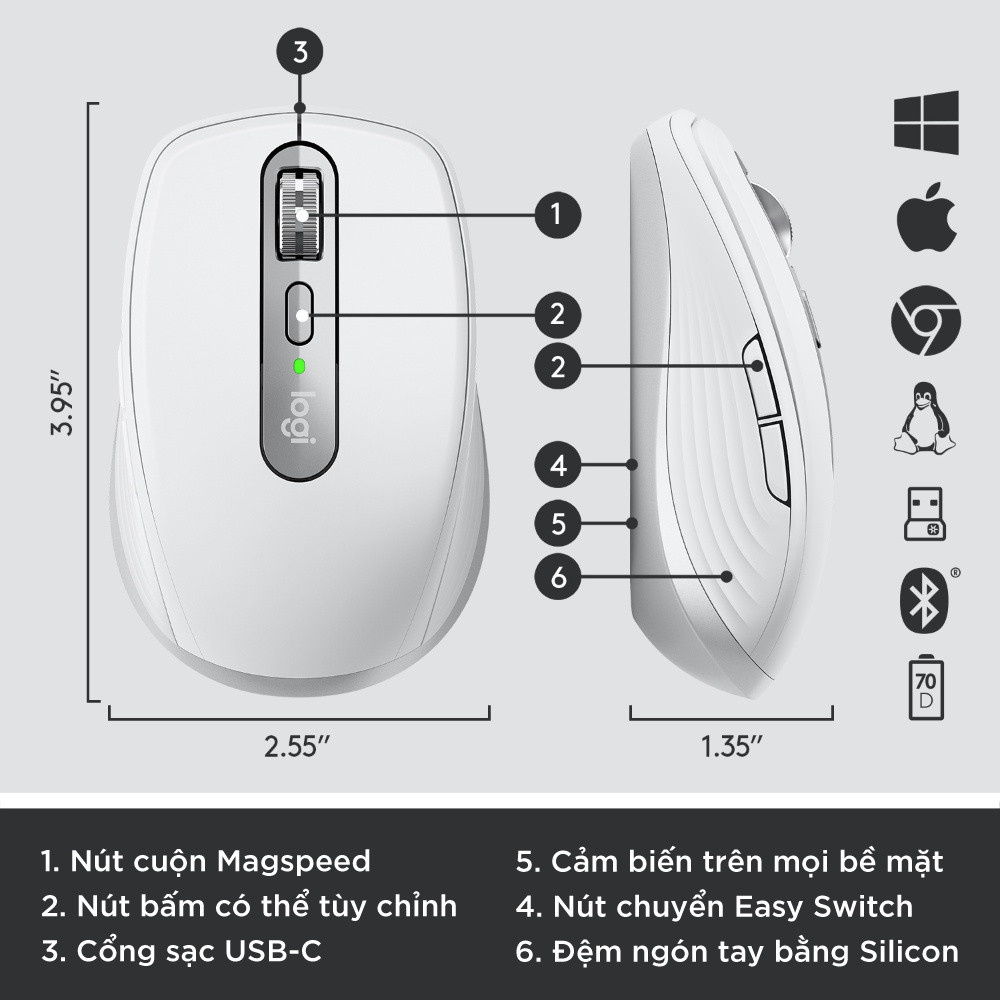 Chuột không dây Logitech MX Anywhere 3 - Hàng Chính Hãng