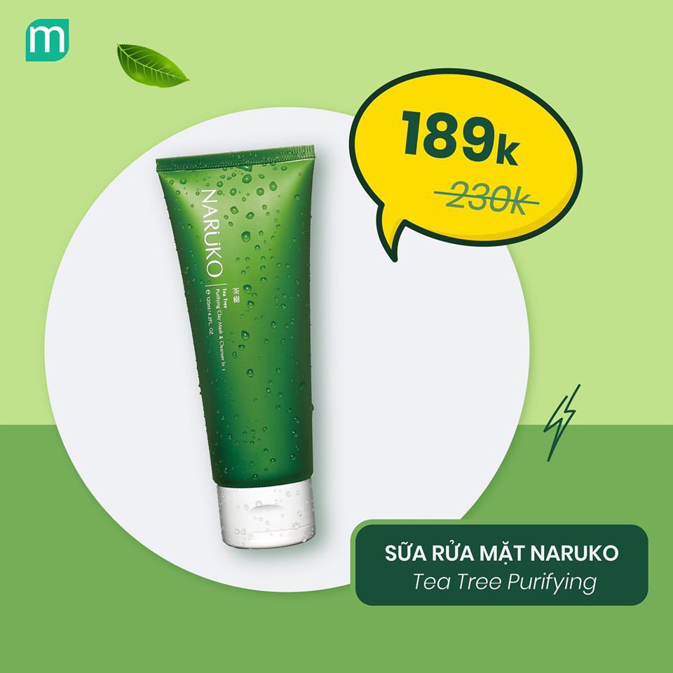 Sữa Rửa Mặt Naruko Tea Tree Purifying Clay Mask & Cleanser