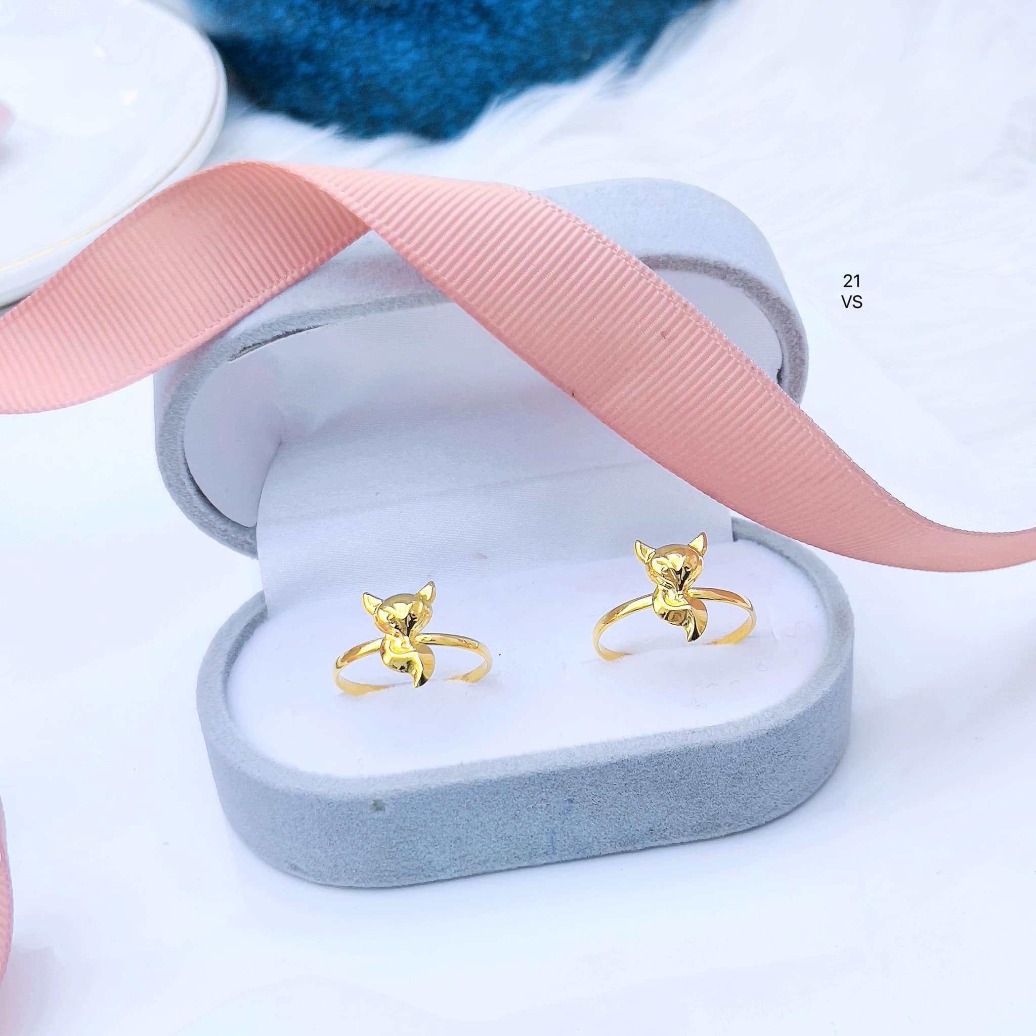 Nhẫn nữ vàng tây mặt hồ ly nhỏ xinh MS20