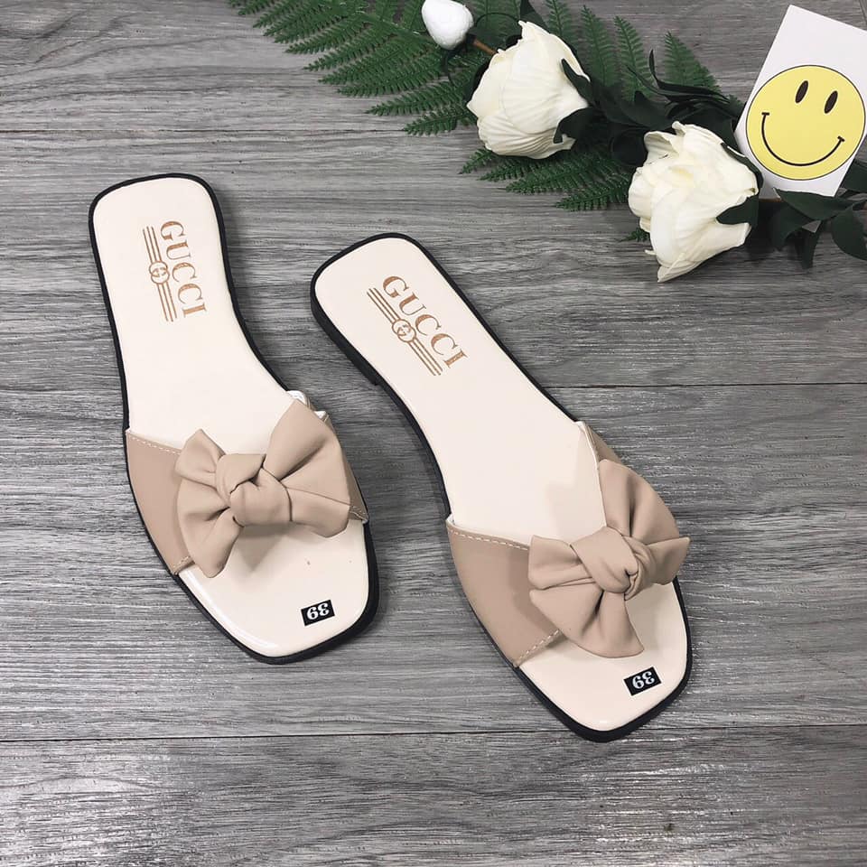 ảnh thật- dép nữ thắt nơ lụa đủ 4 màu cực đẹp kèm clip