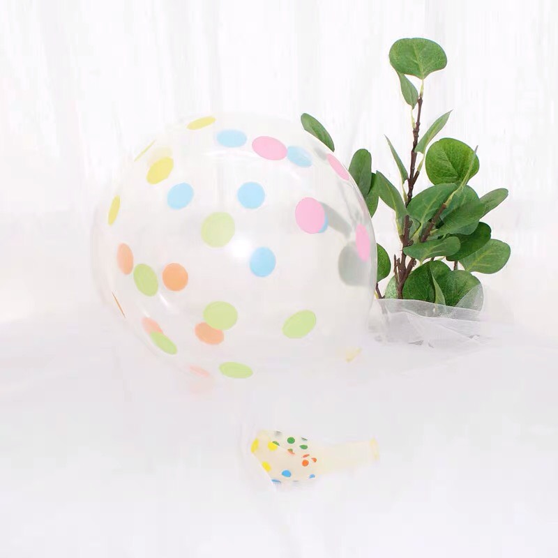 Combo 5 bóng bay chấm bi nhiều màu trong suốt