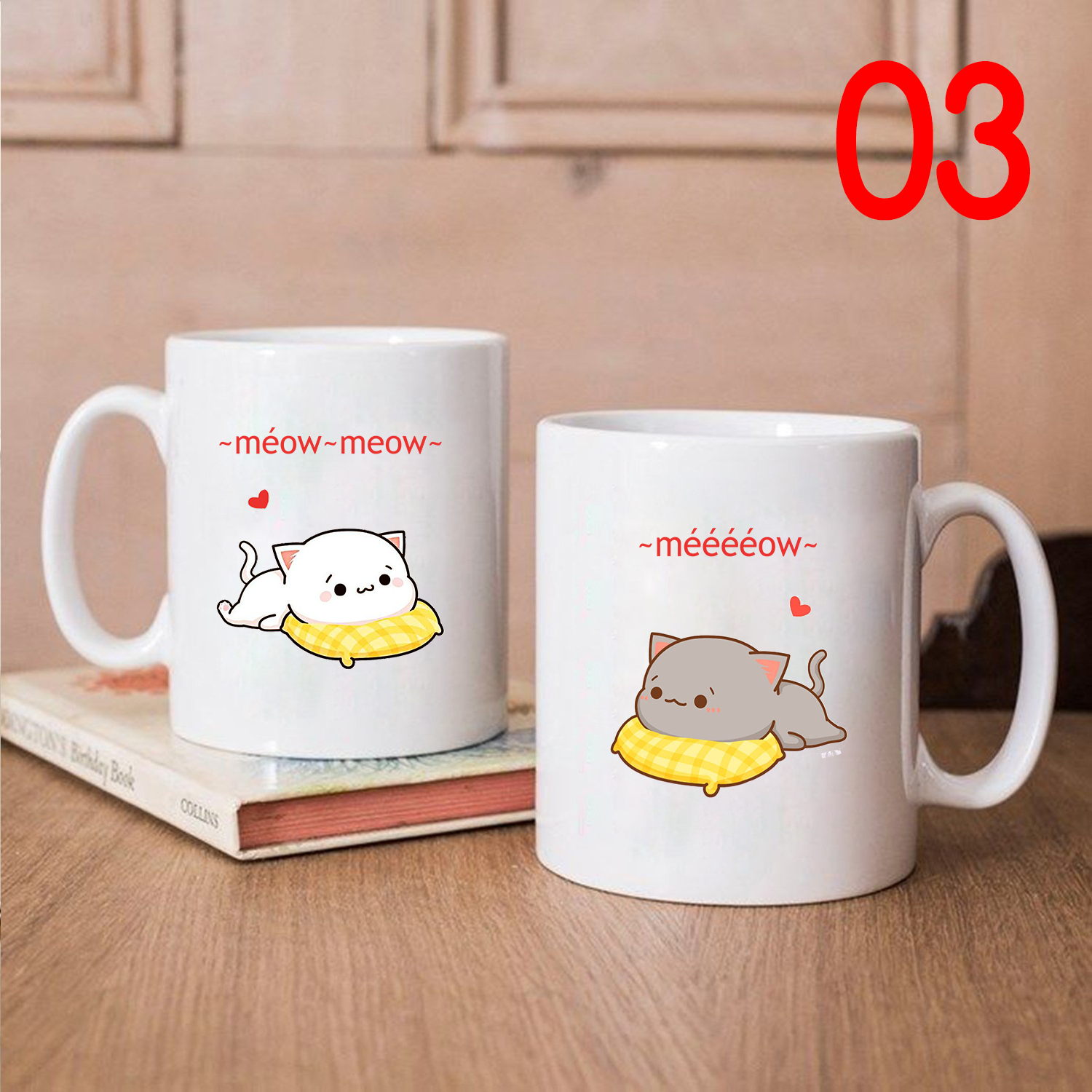 Ly Sứ Cặp Đôi Mèo Dễ Thương