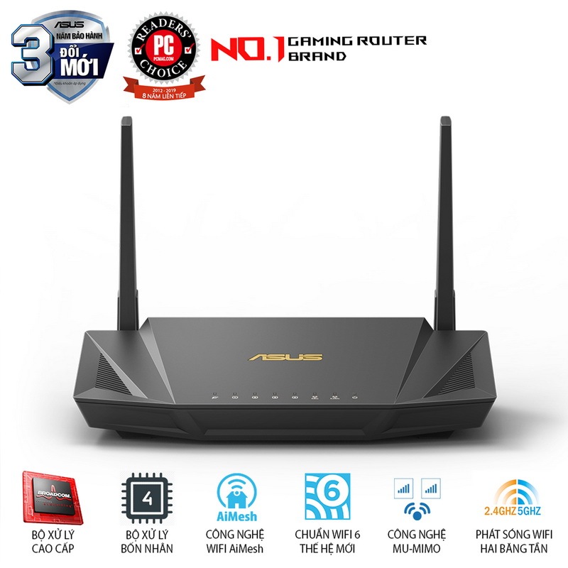Bảng giá Thiết bị mạng ASUS RT-AX56U Router - 1800 Mbps, WiFi 6, AiMesh, MU-IMO Phong Vũ