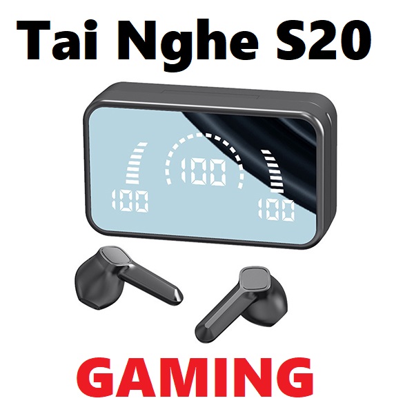 Tai Nghe Bluetooth không Dây S20 V5.3, Âm Thanh Hifi 9D Cực Hay Có Micro Màn hình LED chống thấm nước, Pin Trâu - BH lỗi 1 đổi 1