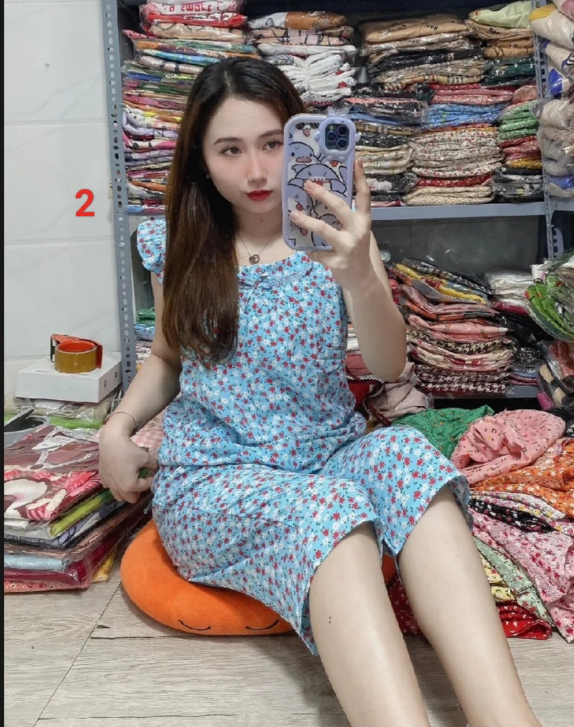 Đồ bộ lụa hàn lững nữ có túi - ảnh thật