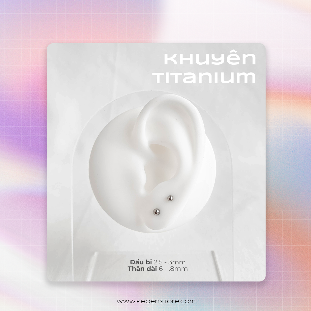 (1 chiếc) Khuyên bi 2 đầu - Titanium - Khoen Store