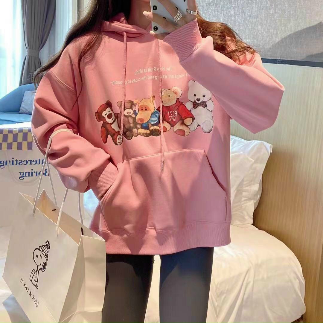 Áo khoác nỉ hoodies in hình gấu