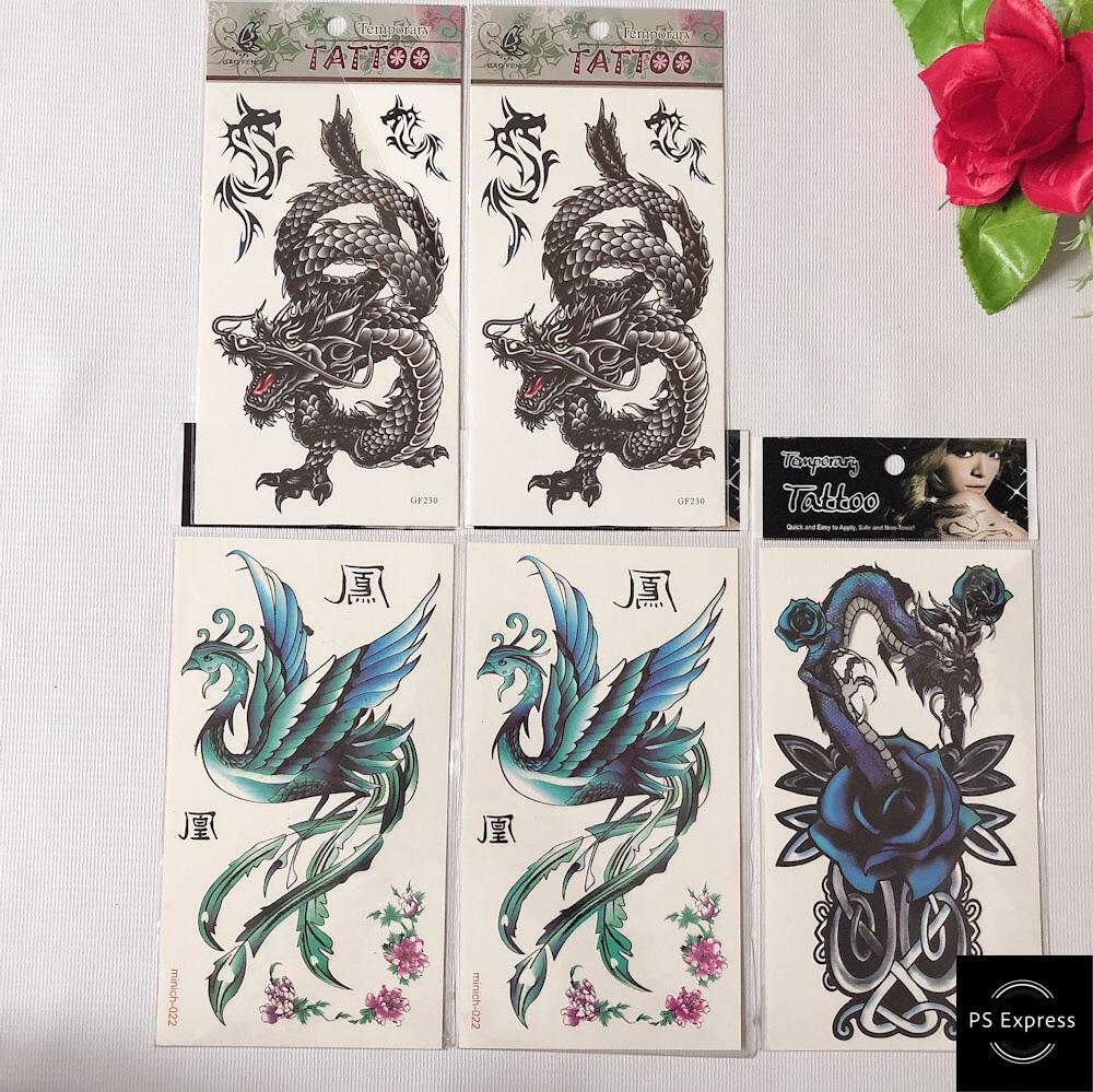 [HCM]Combo 5 tấm hình xăm dán 10x20cm Rồng Rắn Phượng Hoàng (Tặng ngay 1 tấm đồng size khi mua 2 combo)