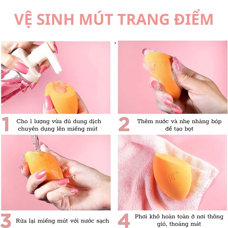 Mút Tán Kem Nền Cao Cấp Rt Real Techniques Miracle Complexion Sponge Màu Cam Có Hộp