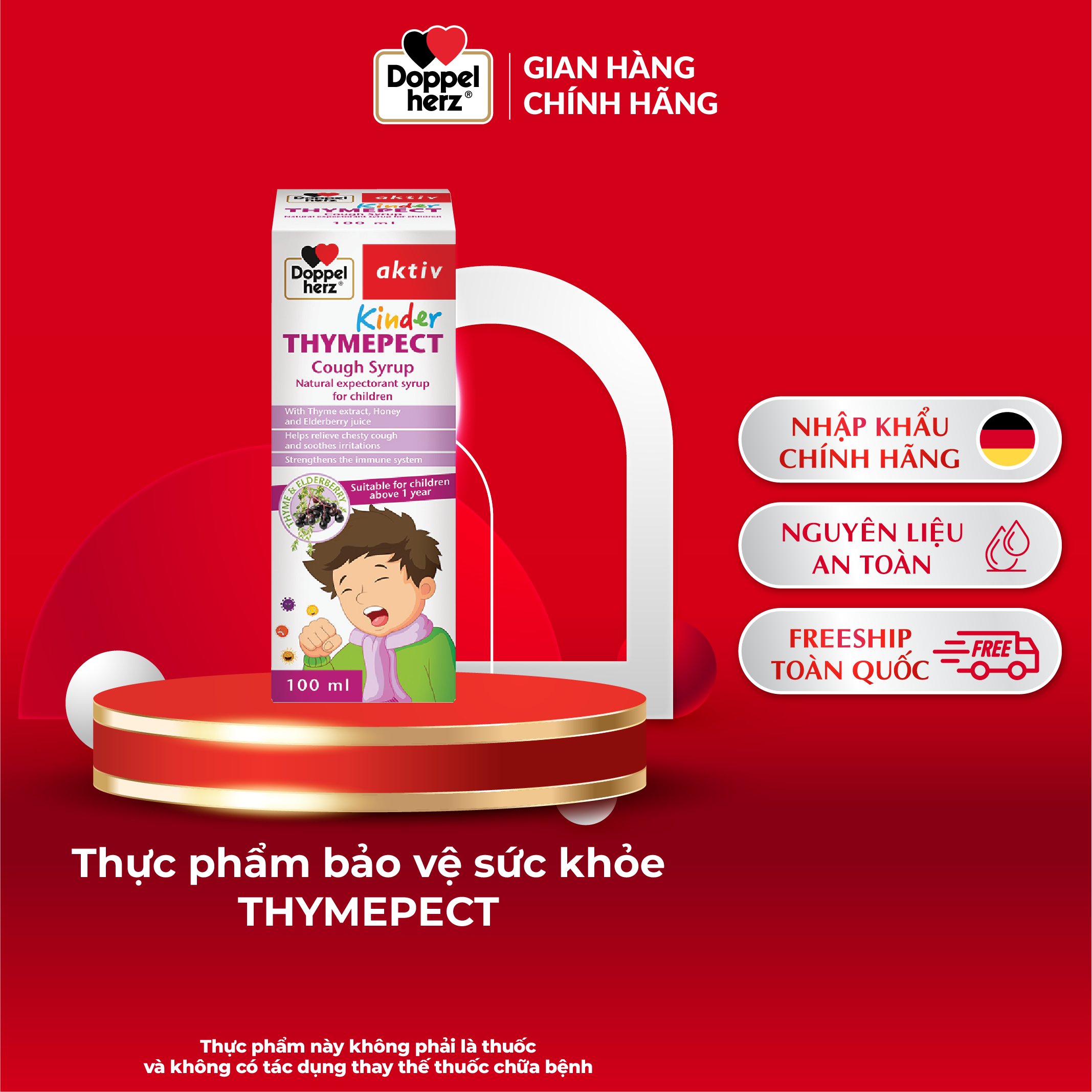 Siro ho cho bé Doppelherz Kinder Thymepect Cough Syrup (Chai 100ml)