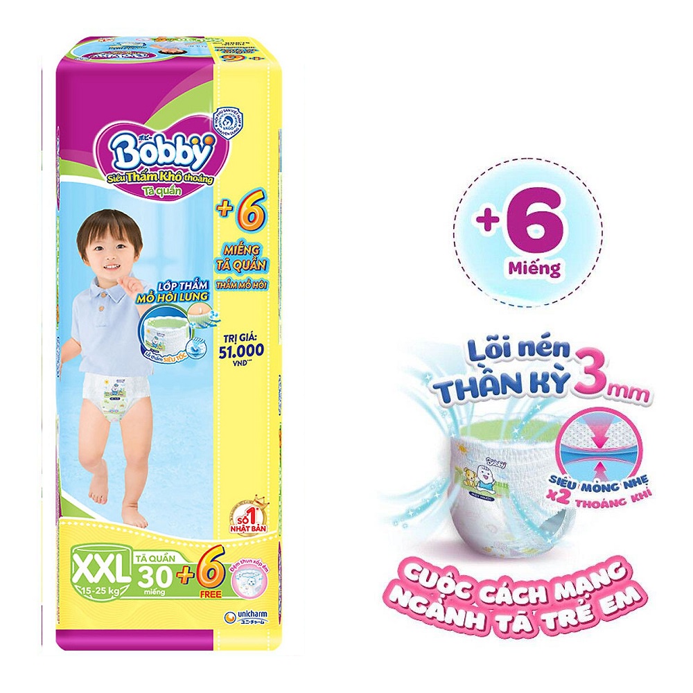 [Mẫu mới] Tã Quần Bobby (S44, M40, L36, XL32, XXL28, XXXL22).....: