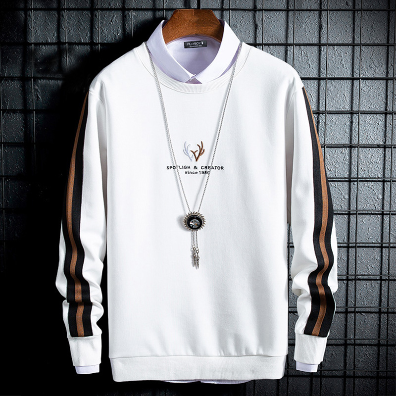 [ Mẫu Mới 2023 ] Áo Sweater Nỉ Nam Dài Tay Cổ Tròn In Biểu Tượng Sừng Hươu Phong Cách Phối Sọc Dọc Tay Kiểu Dáng Trẻ Trung Cá Tính  XM Phong Dung TOP NAM 141